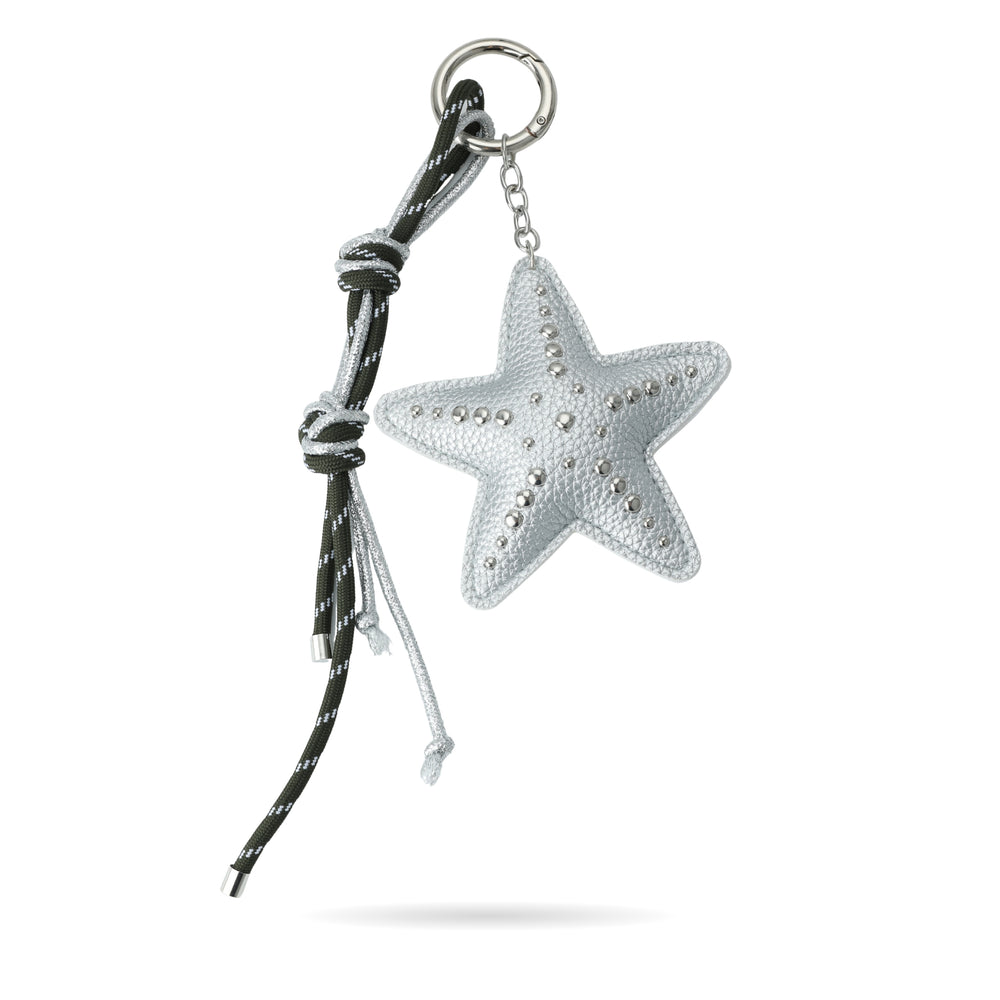 Silver Studded Leather Star Bag Charm