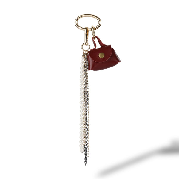 Burgundy Mini Purse Pearl Bag Charm