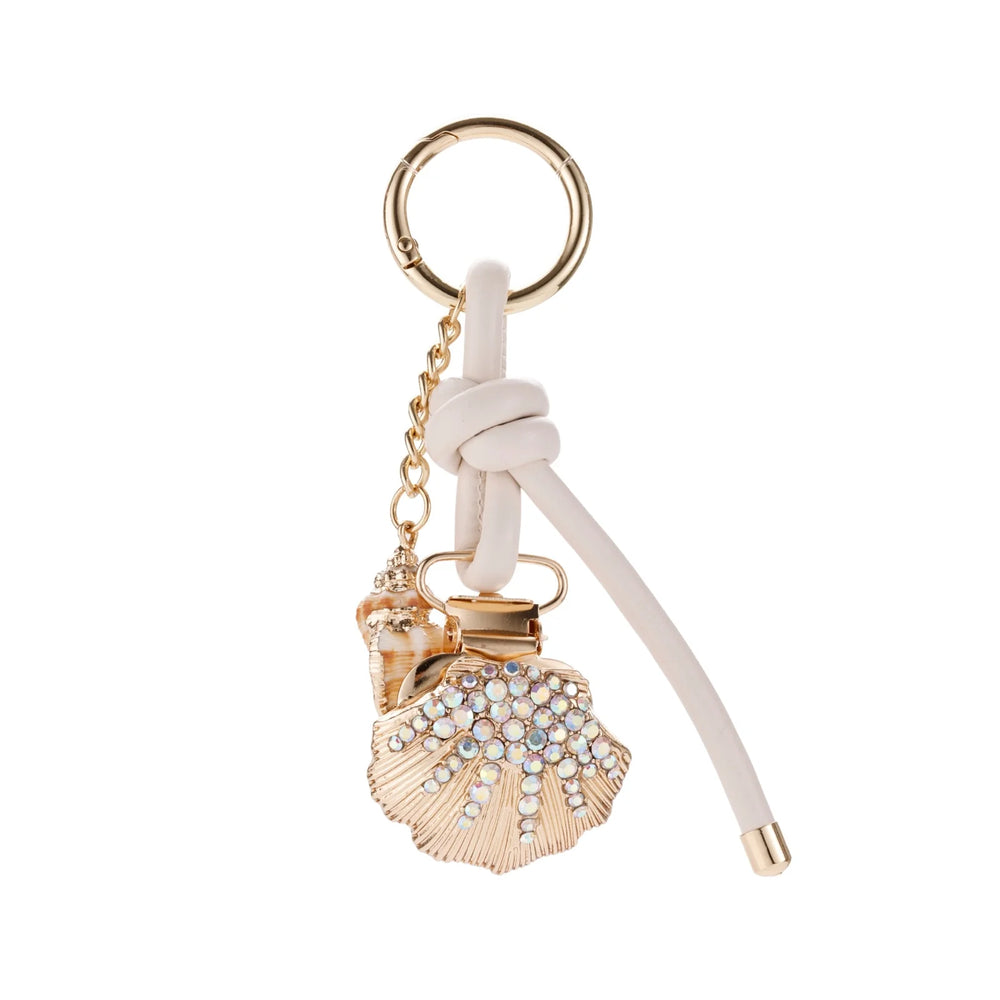 White Rope Crystal Seashell Bag Charm