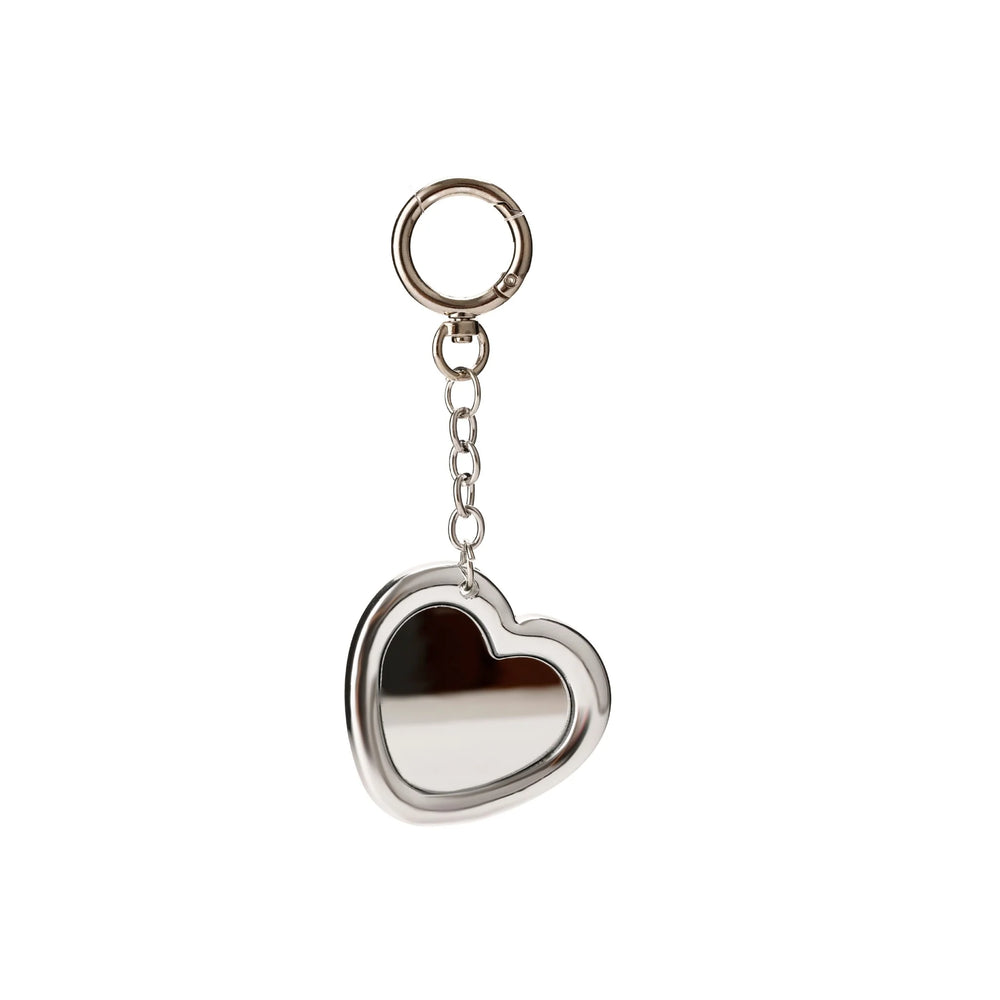 Silver Heart Mirror Bag Charm