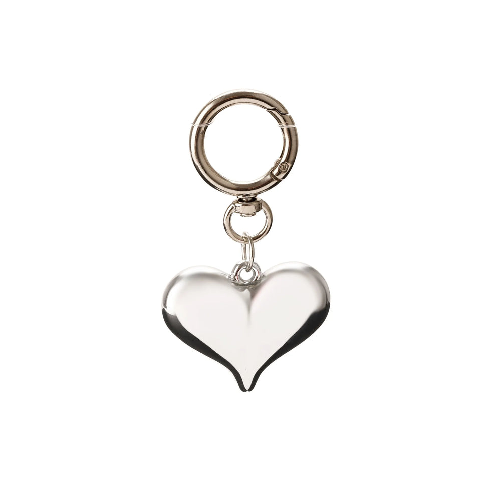 Silver Sculpted Heart Bag Charm