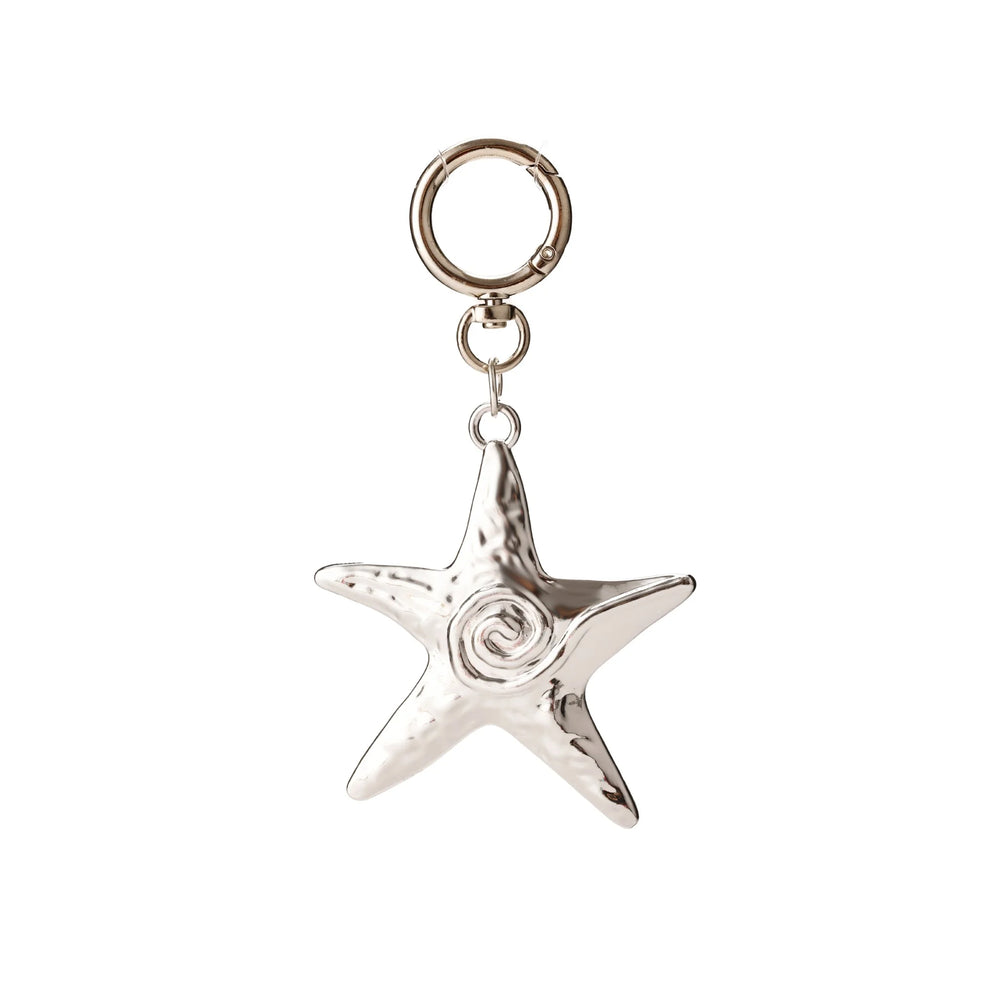 Silver Spiral Starfish Bag Charm