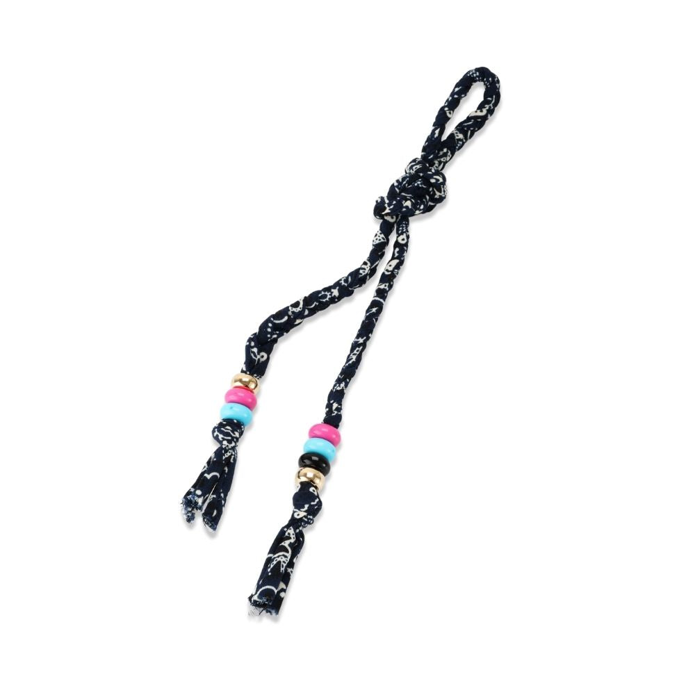 Navy Blue Paisley Cord Bag Charm