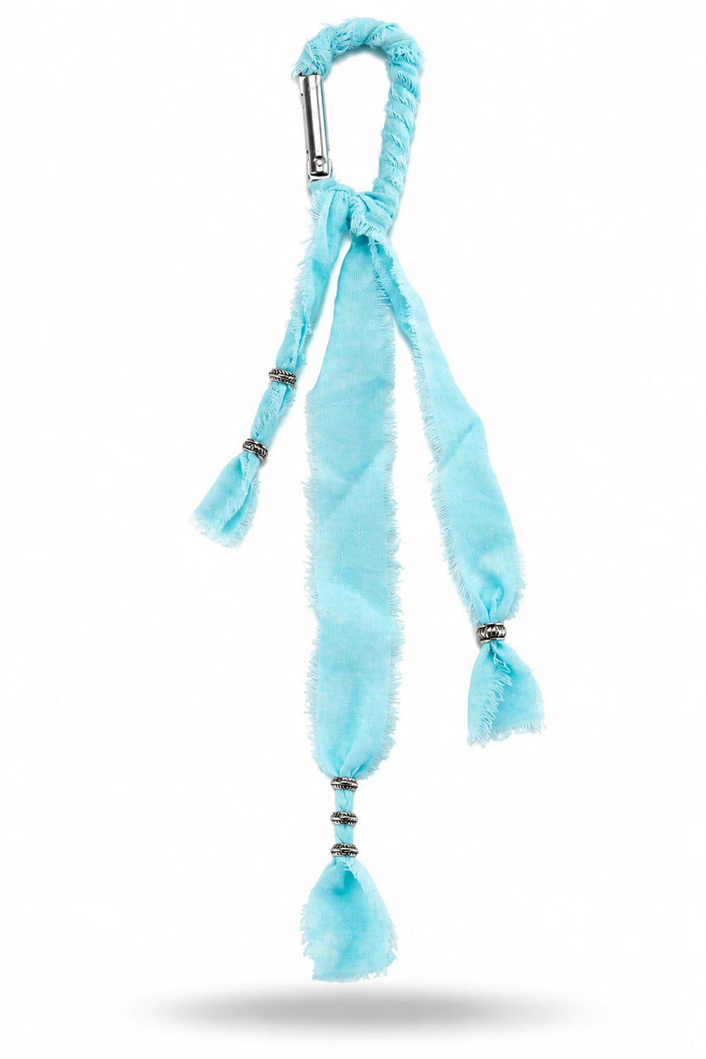 Light Blue Fabric Tassel Bag Charm