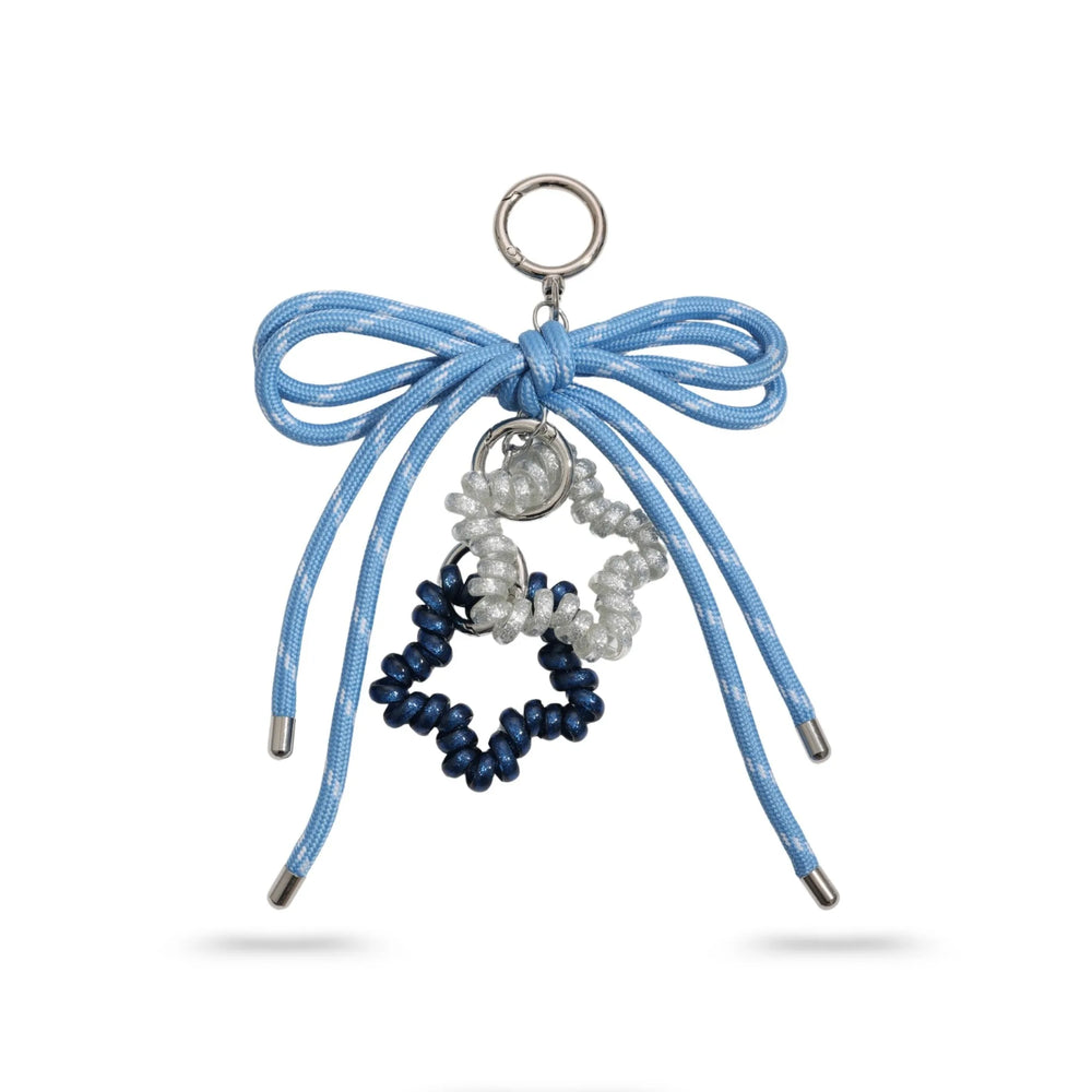 Blue Cord Bow Hair Tie Bag Charm