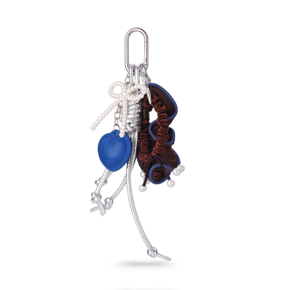 Blue Heart and Pearl Bow Bag Charm