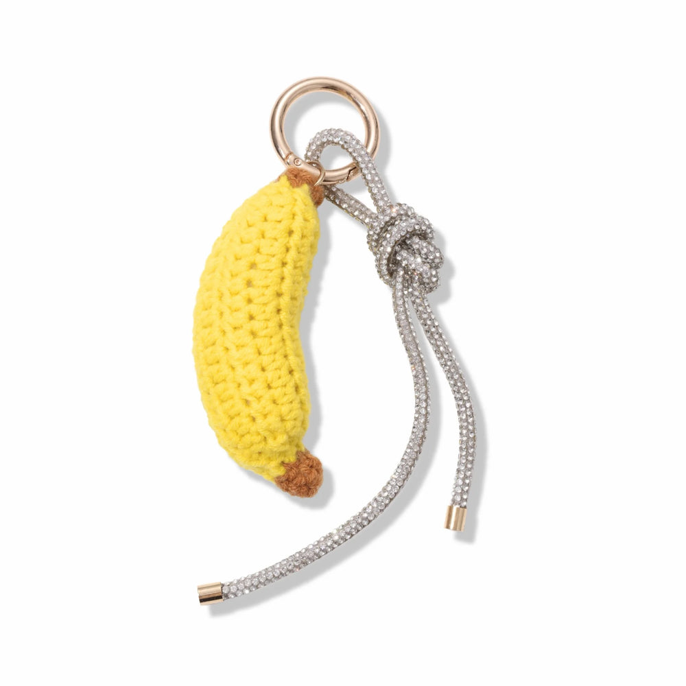Crochet Banana Rhinestone Cord Bag Charm