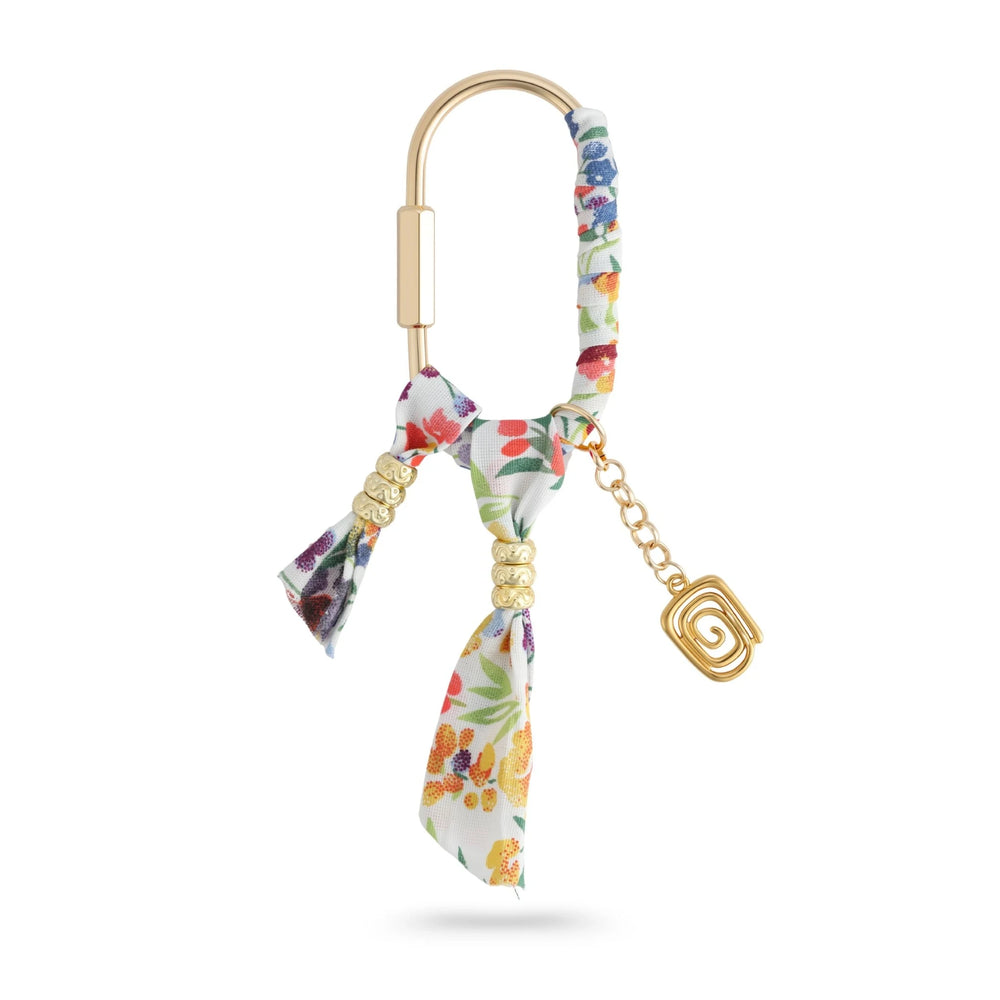 Floral Print Ribbon Bow Bag Charm
