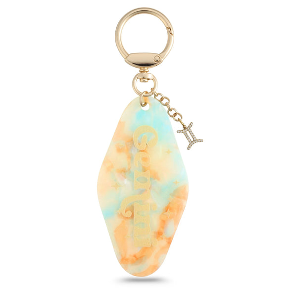 Mint Green Peach Marble Gemini Bag Charm