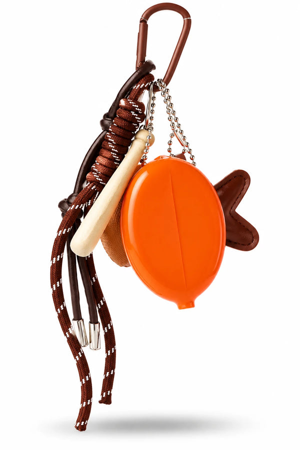 Orange Coin Purse Star Baseball Bag Charm