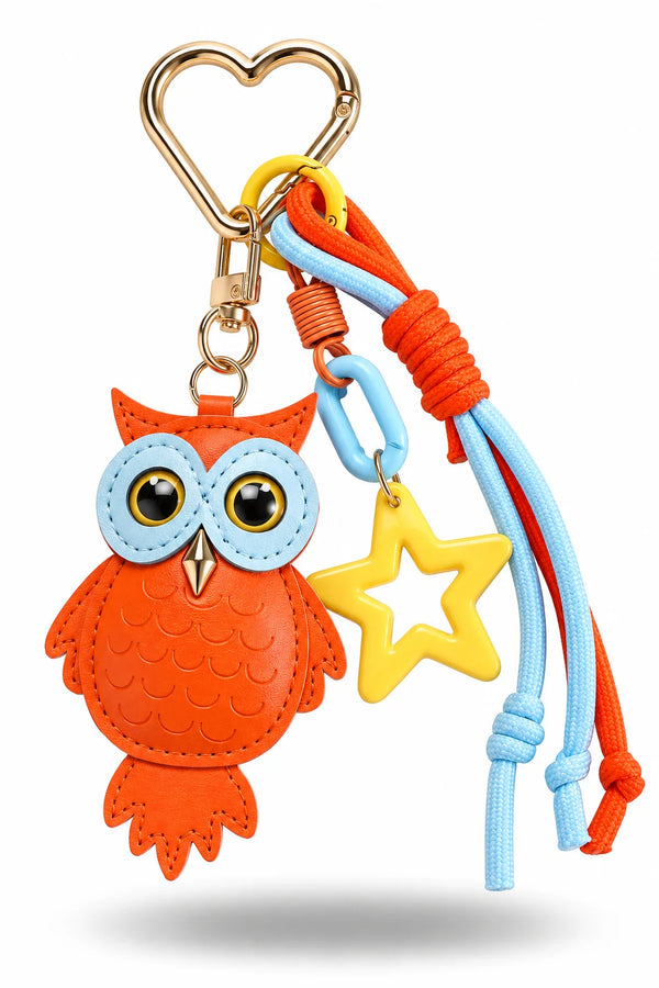 Orange Owl Rope Bag Charm