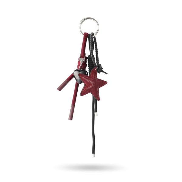Burgundy Star Heart Bag Charm