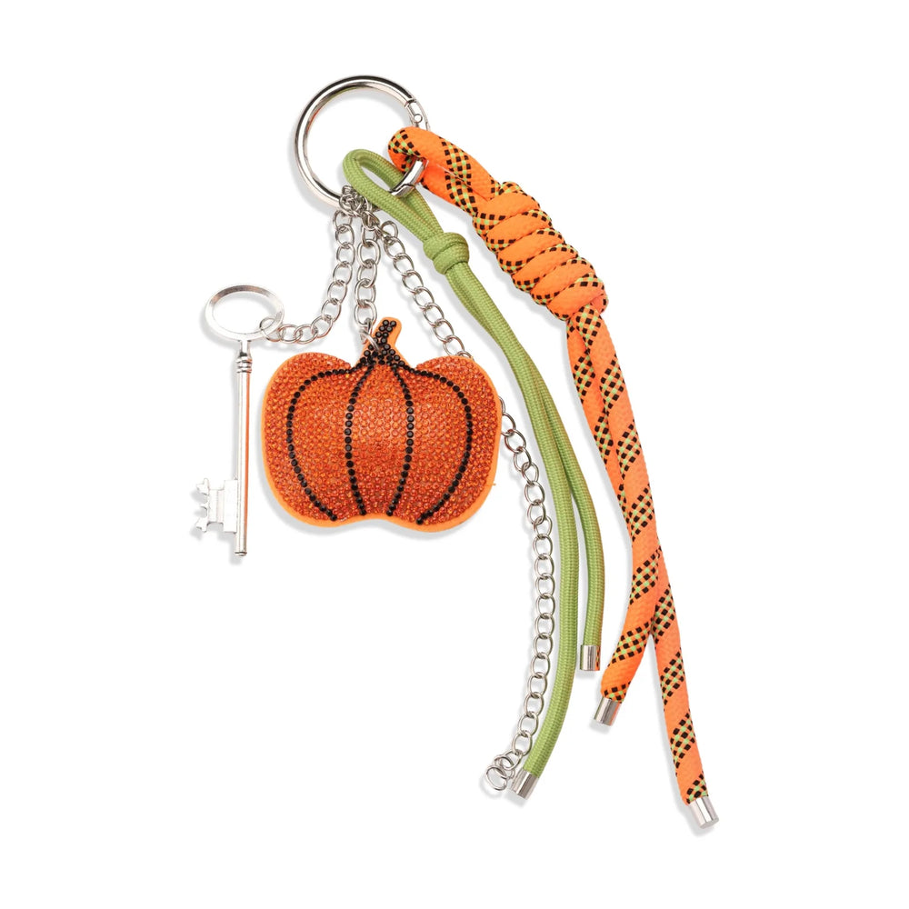Orange Rhinestone Pumpkin Rope Bag Charm