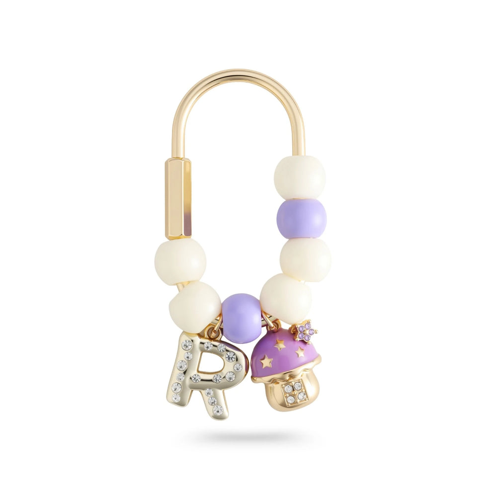 Lavender Mushroom Letter R Bag Charm