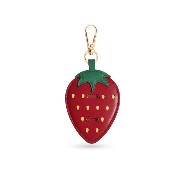 Red Leather Strawberry Bag Charm