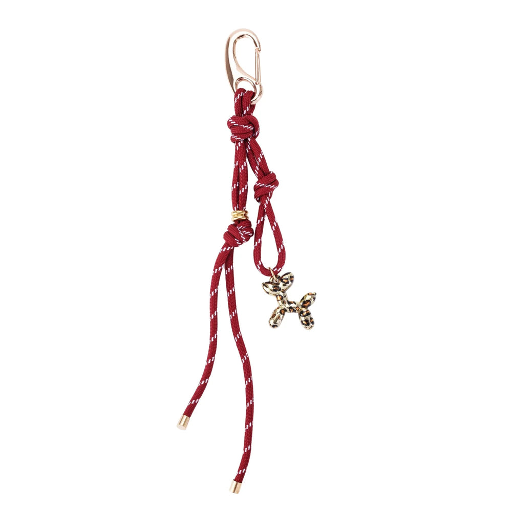 Leopard Balloon Dog Burgundy Rope Bag Charm