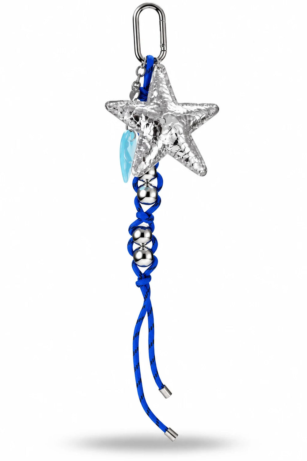 Silver Starfish Blue Rope Bag Charm
