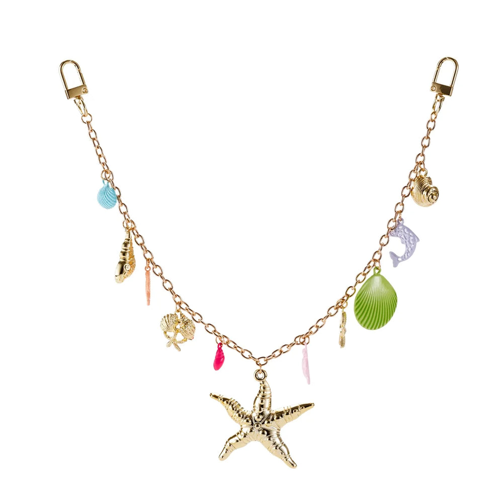 Gold Starfish Seashell Chain Bag Charm