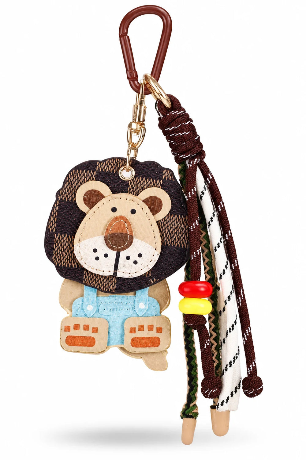 Brown Checkered Lion Rope Bag Charm