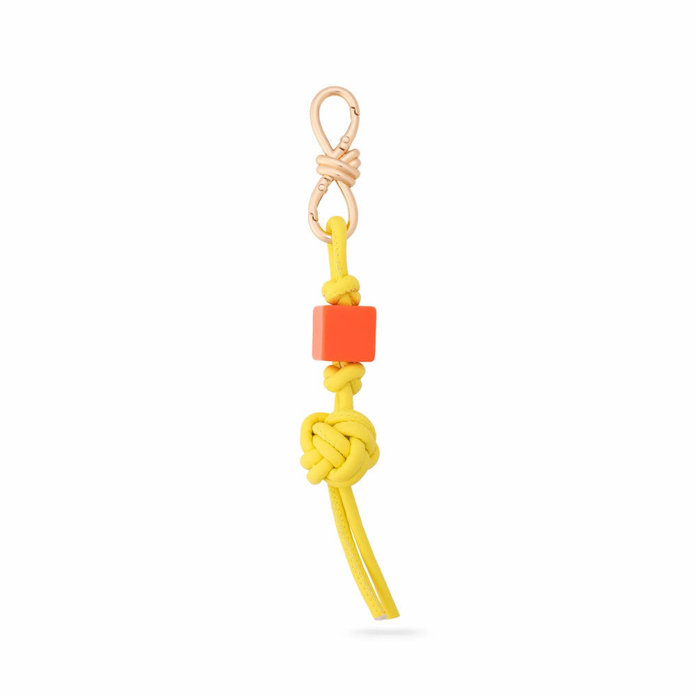 Yellow Cord Cube Bead Bag Charm