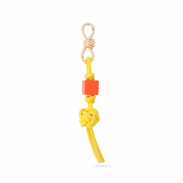 Yellow Cord Cube Bead Bag Charm