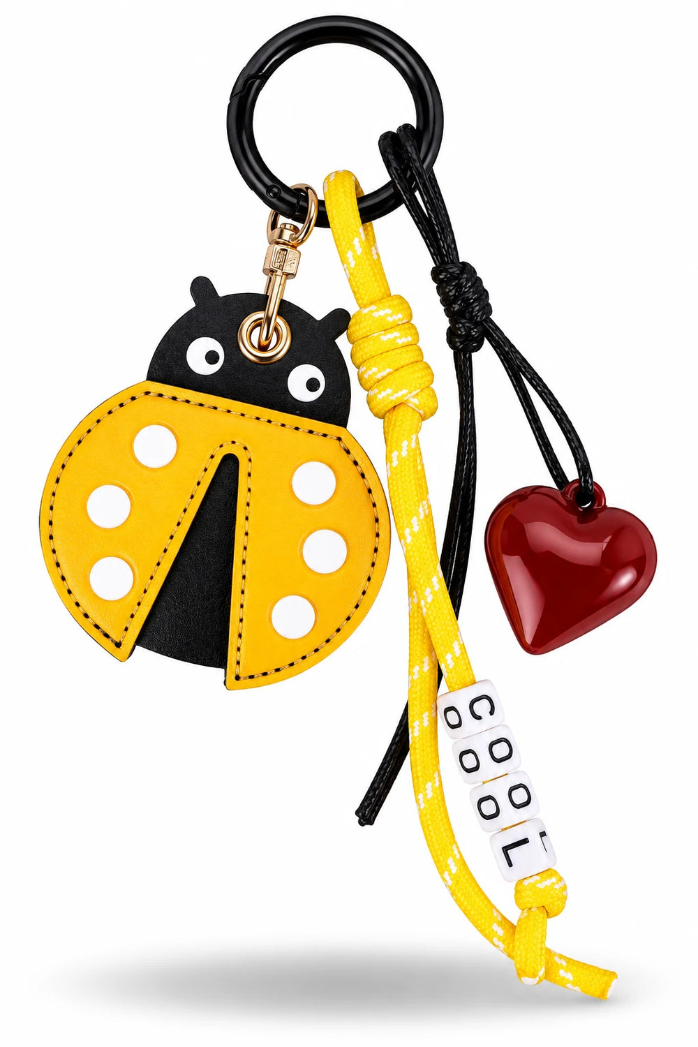 Yellow Ladybug Heart Bag Charm