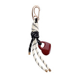 Black White Rope Burgundy Heart Bag Charm