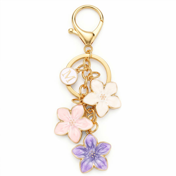 Pastel Multicolor Enamel Flower Bag Charm