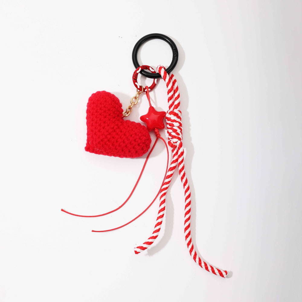 Red Crochet Heart Bag Charm
