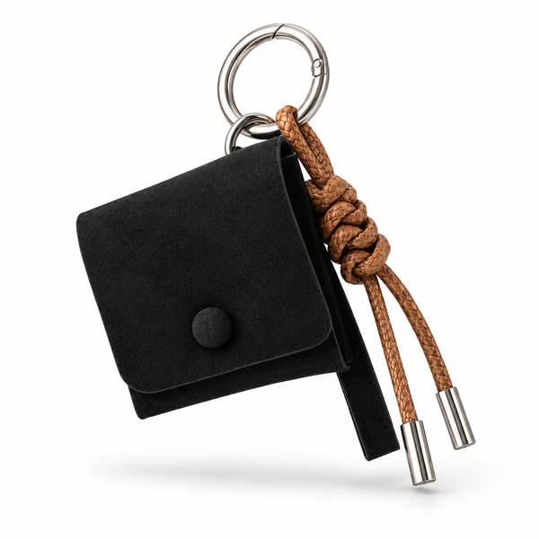 Black Mini Suede Envelope Bag Charm