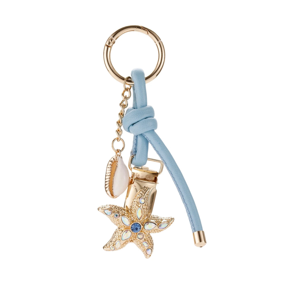 Blue Rope Crystal Starfish Bag Charm