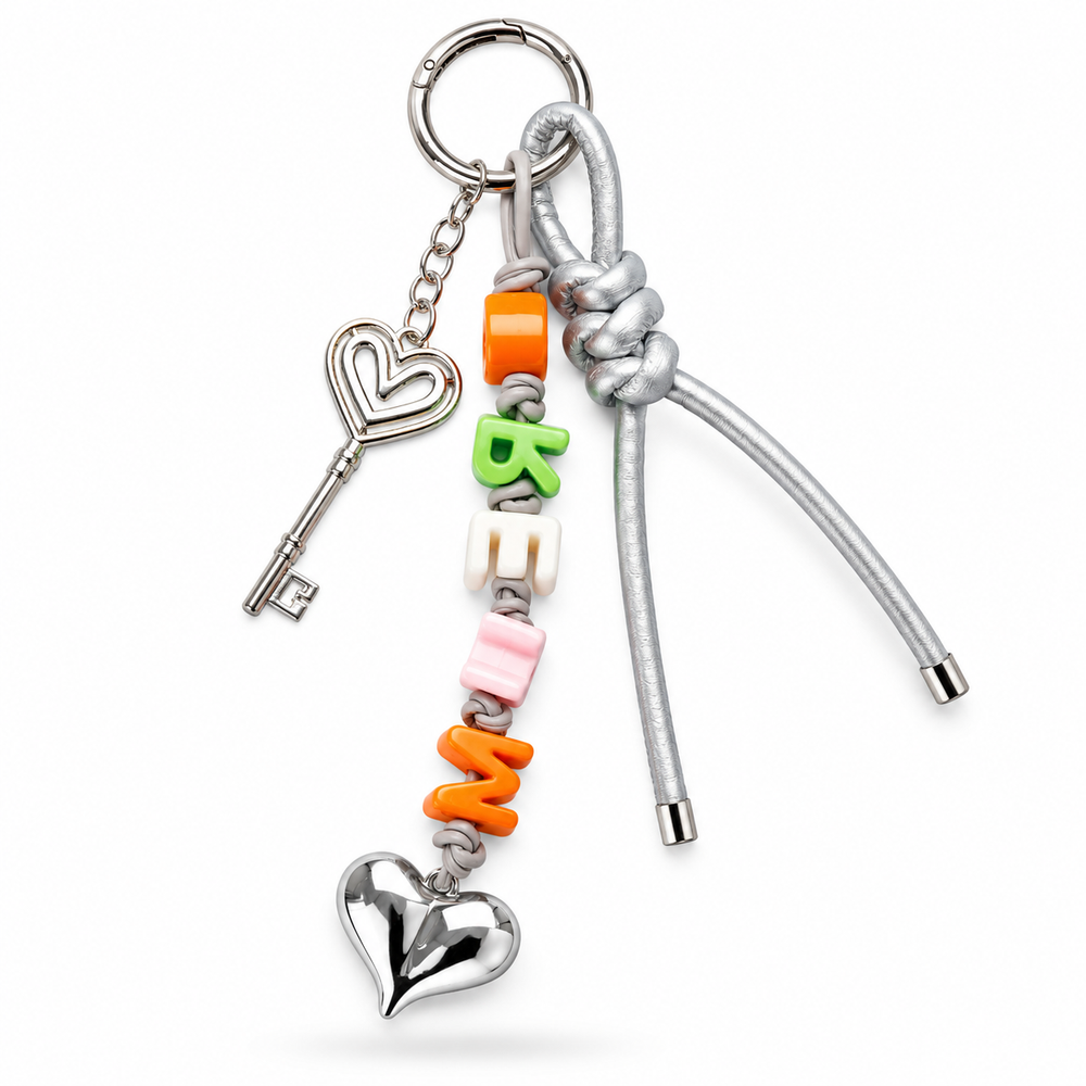Dream Silver Heart Key Bag Charm