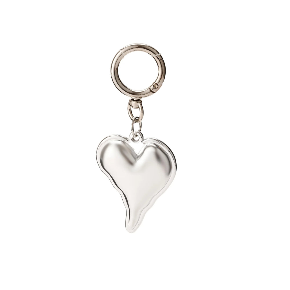 Silver Puffy Heart Bag Charm