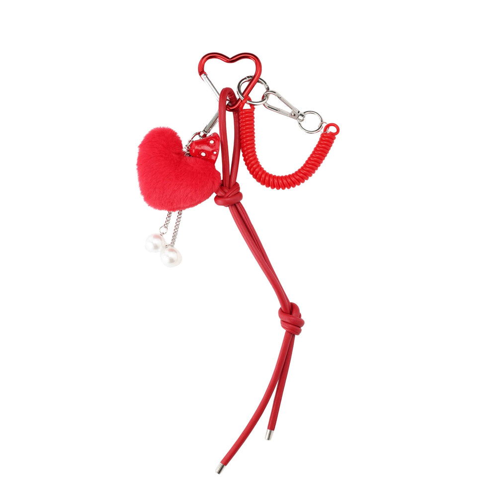 Red Fuzzy Heart Bag Charm