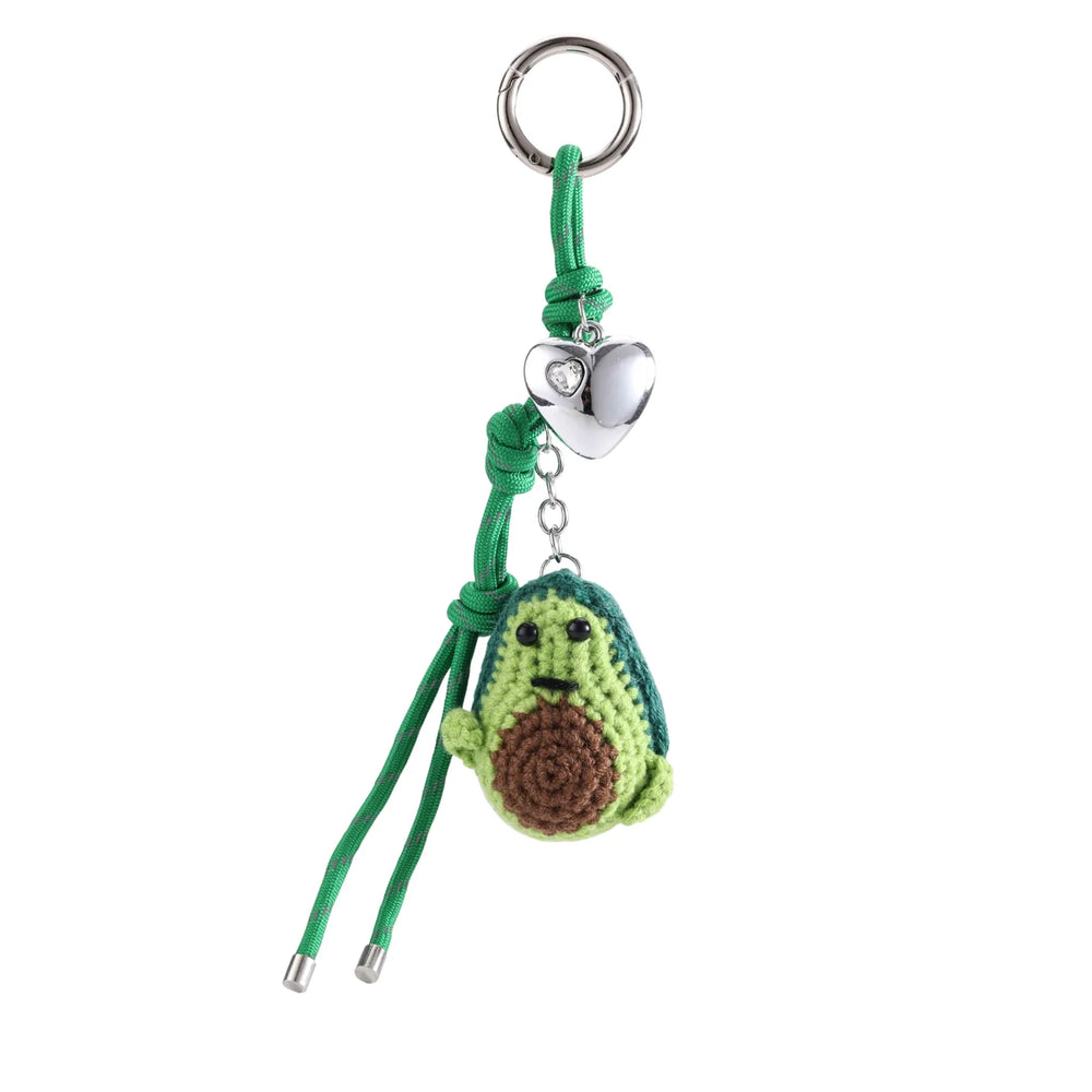 Crochet Avocado Green Rope Heart Bag Charm