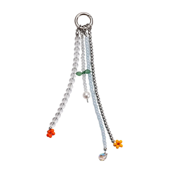 Clear Blue Beaded Flower Bag Charm
