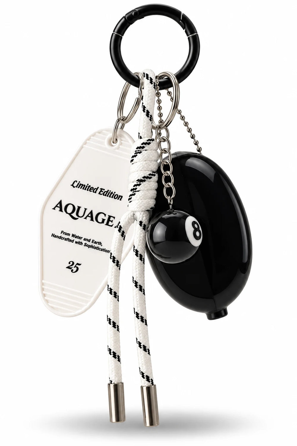 Black Oval Coin Purse 8 Ball Bag Charm
