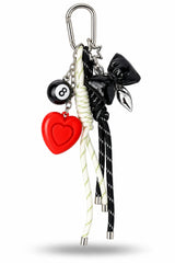 Black Bow Red Heart 8 Ball Bag Charm