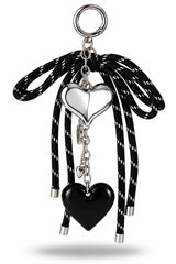 Black Silver Double Heart Bag Charm