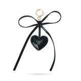 Black Bow Heart Bag Charm