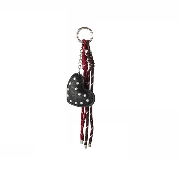 Black Pearl Studded Heart Bag Charm