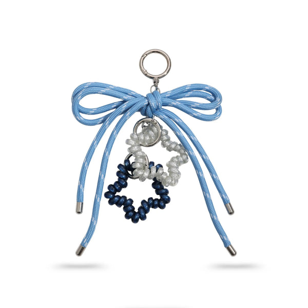 Blue Cord Bow Hair Tie Bag Charm