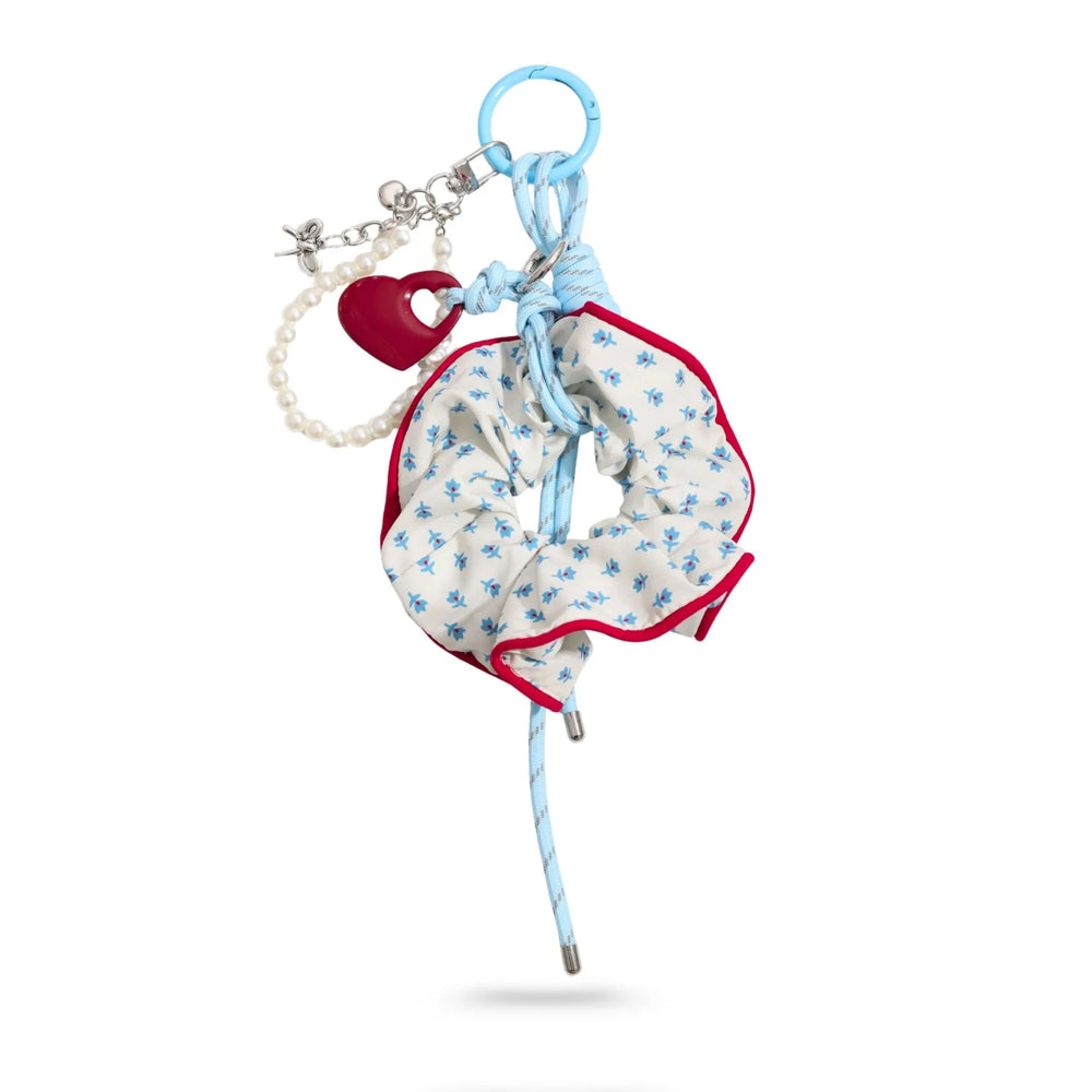 Blue Floral Scrunchie Bag Charm