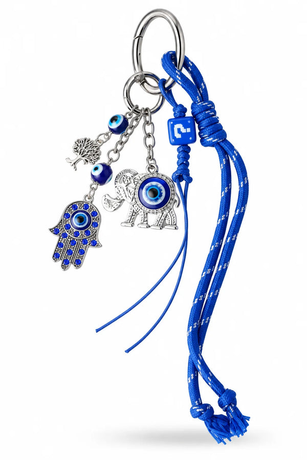 Blue Evil Eye Elephant Bag Charm