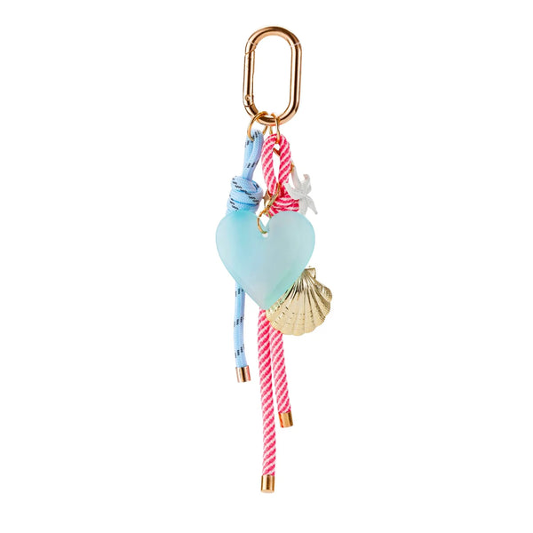 Pastel Heart Seashell Rope Bag Charm