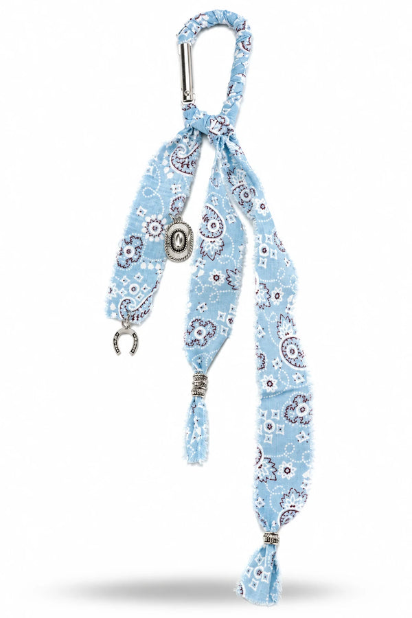 Light Blue Paisley Horseshoe Bag Charm