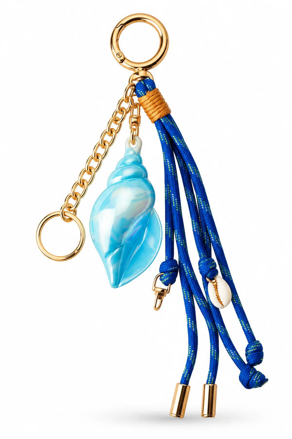 Blue Seashell Cord Bag Charm