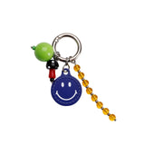 Blue Smiley Face Beaded Bag Charm