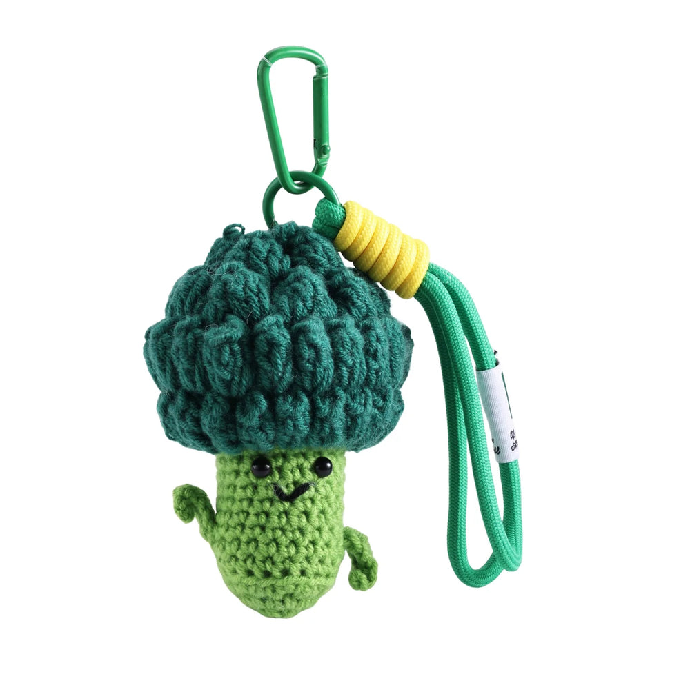 Green Crochet Broccoli Bag Charm