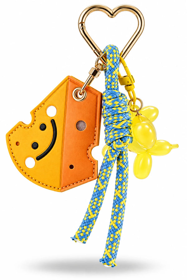 Smiley Cheese Balloon Dog Bag Charm